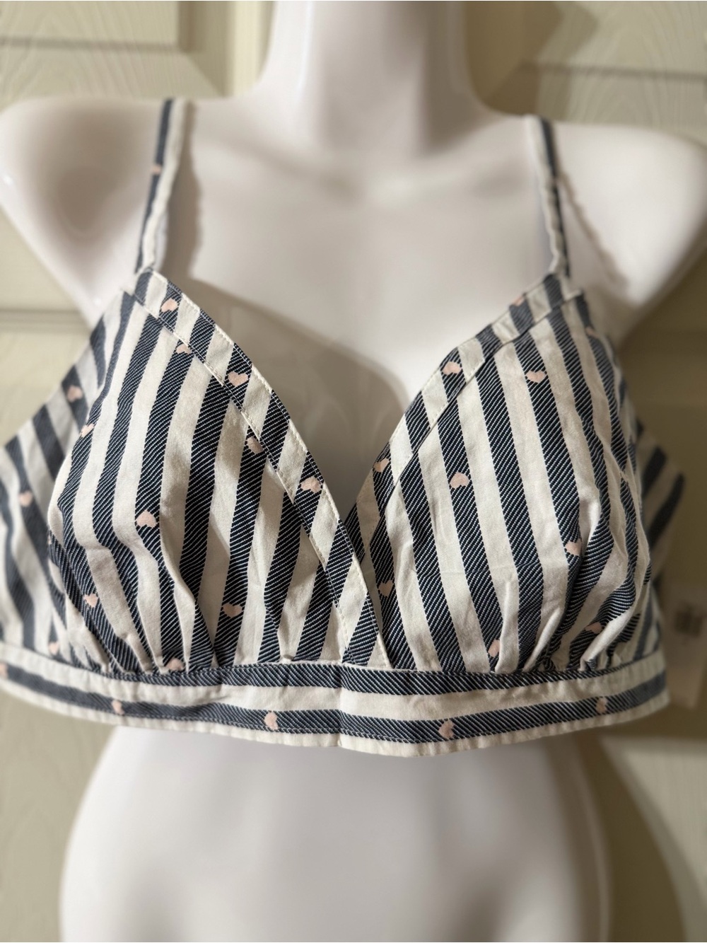 Only Striped Bralette Top with Hearts